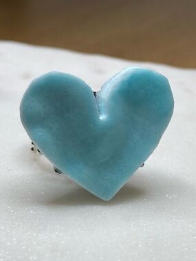 Heart-Shaped Blue Stone Ring - Women Jewelry